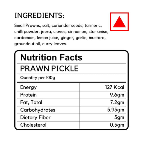 Ingredients and Nutrition facts of Prawn Pickle