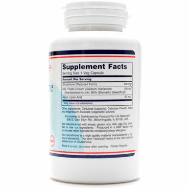 Glutathione 500 mg 60 vcaps by Protocol For Life Balance