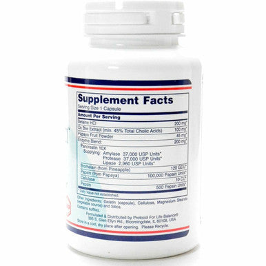 Enzymes-HCl 120 caps by Protocol For Life Balance