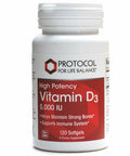 High Potency D3 5000 Iu 120 Gels By Protocol For Life Balance