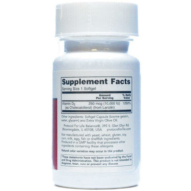 Vitamin D-3 10,000 IU 120 gels by Protocol For Life Balance