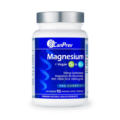 CanPrev Magnesium Vegan D3 & K2 Bone-Health - 90 Veg Capsules