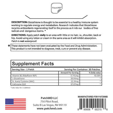 PATCHMD Glutathione Plus Topical Patch - 30 Day Supply