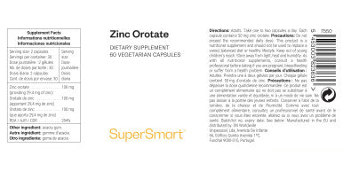 Supersmart Zinc Orotate 100 mg Per Serving Essential for Over 80 Enzymes Minerals Supplement Support Good Cellular Enzymatic Processes NonGMO Gluten Free 60 Vegetarian Capsules