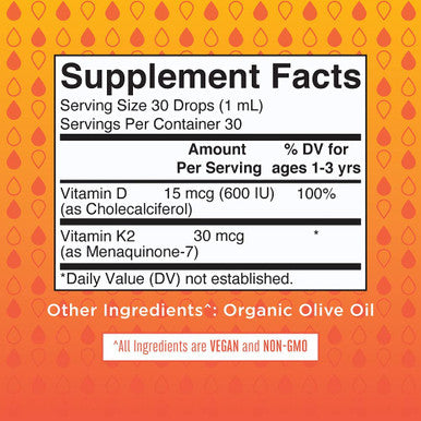 MaryRuth Organics Toddler Vitamin D3+K2 Liquid Drops (1 oz)