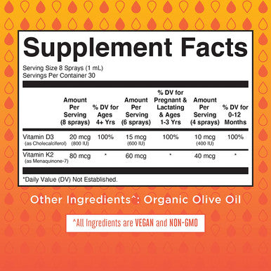 MaryRuth Organics Organic D3 + K2 Spray (1 oz)
