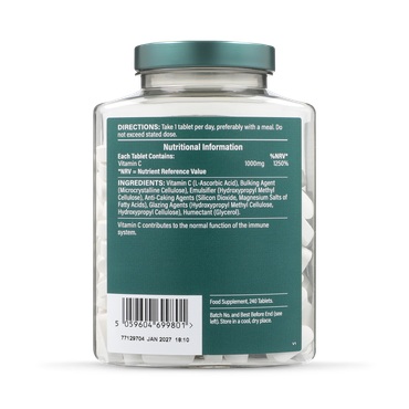 Holland and Barrett Vitamin C 1000mg High Strength Slow Release Vegan Ascorbic Acid 240 Tablets (8 Months Supply)