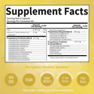 MaryRuth Organics Gut Flora Health+ Enzymes (60 Count)