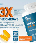 Dr. Tobias Omega 3 Fish Oil 2000mg Triple Strength with 800mg EPA 600mg DHA Per Serving Fish Oil Omega 3 Supplements for Heart Brain & Immune Support 180 Softgels
