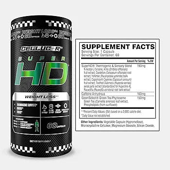 Cellucor Super HD Thermogenic Fat Burner & Weight Loss Supplement with Caffeine and Natural Metabolism Boosters, 60 Count Capsules