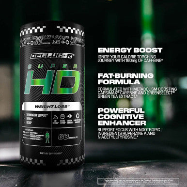 Cellucor Super HD Thermogenic Fat Burner & Weight Loss Supplement with Caffeine and Natural Metabolism Boosters, 60 Count Capsules
