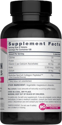 NeoCell Collagen Peptides Pills | 270 Caplets | with Vitamin C and Biotin | Grass Fed Bovine | Hair, Skin, & Nails | for Women and Men