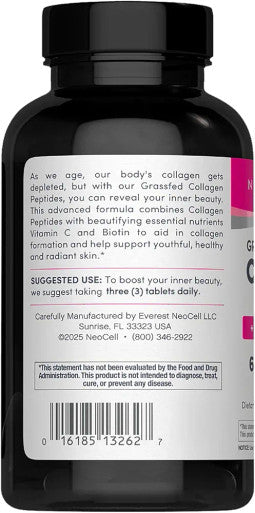 NeoCell Collagen Peptides Pills | 270 Caplets | with Vitamin C and Biotin | Grass Fed Bovine | Hair, Skin, & Nails | for Women and Men