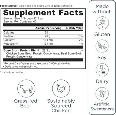 Ancient Nutrition Bone Broth Protein Powder Pure Flavor 40 Servings