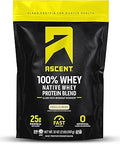 Ascent 100% Whey Protein Powder - Post Workout Whey Protein Isolate, Zero Artificial Flavors & Sweeteners, Soy & Gluten Free, 5.5g BCAA, 2.6g Leucine, Essential Amino Acids, Vanilla Bean 2 lb