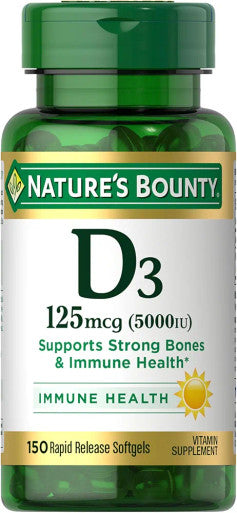 Nature's Bounty Vitamin D3 5000 IU Softgels Rapid Release Immune Support Vitamin D Supplements 150 Ct