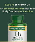 Nature's Bounty Vitamin D3 5000 IU Softgels Rapid Release Immune Support Vitamin D Supplements 150 Ct