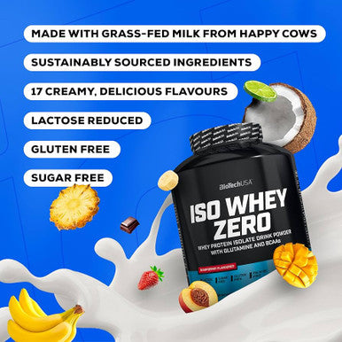 BioTechUSA Iso Whey Zero | Premium Whey Protein Isolate | Grass-Fed | Enzyme-Free | Sugar- and Gluten-Free 1816 g Chocolate