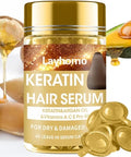 Layhomo Keratin Hair Treatment SerumHair Serum Treatment for Dry Damaged HairHair Oil Capsules with KeratinArgan Oil-Leave-in Anti Frizz Conditioner with Vitamins A C E & B5- No Rinse for All Hair Types