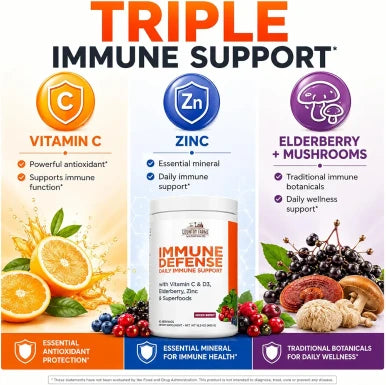 Country Farms Immune Defense Superfoods Immune Support Supplement Vitamin C with Black Elderberry Echinacea Turmeric Supports Hydration with Probiotics and Prebiotics Berry Flavor 60 Servings
