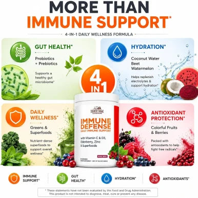 Country Farms Immune Defense Superfoods Immune Support Supplement Vitamin C with Black Elderberry Echinacea Turmeric Supports Hydration with Probiotics and Prebiotics Berry Flavor 60 Servings