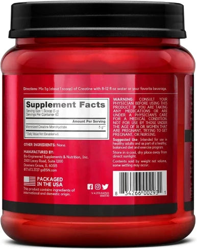 BSN Micronized Creatine Monohydrate Powder 60 Servings