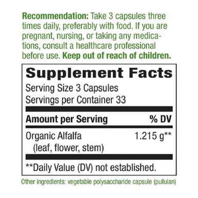 Natures Way Alfalfa Leaves COG 100 Capsules