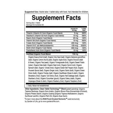 Garden of Life Organics Vitamin B Complex Once Daily 30 Tablets