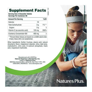 Natures Plus Ultra Cranberry Chewable Love Berries Vitamin C 180 Tablets