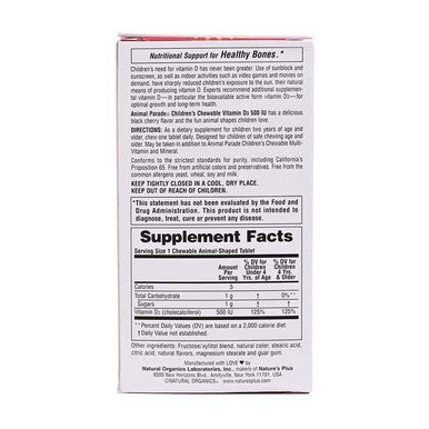 Natures Plus Animal Parade Vitamin D3 500 IU Chewable 90's