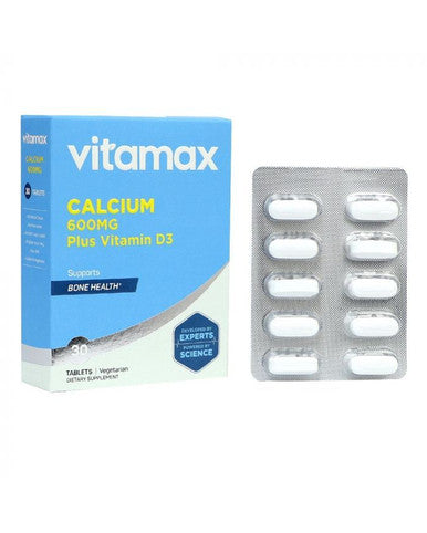 Vitamax Calcium 600 mg Vitamin D3 400IU Tablets 30s