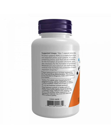 Now NAC 600 mg with Selenium Molybdenum 250 Vegetarian Capsules