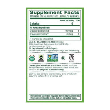 Traditional Medicinals Green Tea Peppermint 16 Tea Bags