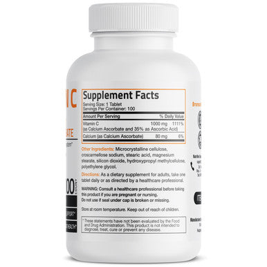 Bronson Buffered Vitamin C Calcium Ascorbate - 1,000 mg 100 Count