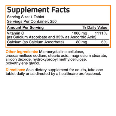 Bronson Buffered Vitamin C Calcium Ascorbate - 1,000 mg 250 Count