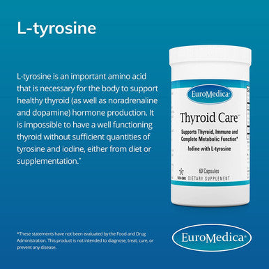 Euromedica Thyroid Care - 60 Capsules - Iodine & L Tyrosine Supplement - Support Thyroid & Immune Health, Support Energy Levels, Promote Healthy Metabolism - 30 Servings