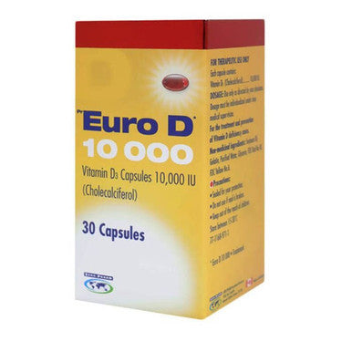 Euro D 10000 IU Vitamin D3 30's Capsules