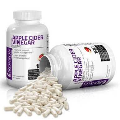 Apple Cider Vinegar with Cayenne Pepper High Potency - 500 mg - 180 Capsules