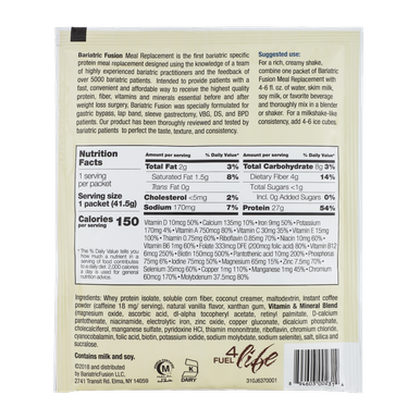 Bariatric Fusion Cappuccino High Protein Meal Replacement - Single Serve Packet