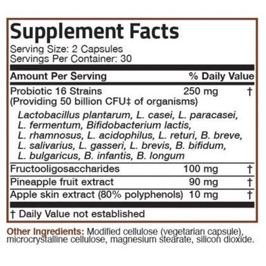 Bronson Probiotic 50 Billion Cfu + Prebiotic With Apple Polyphenols & Pineapple Fruit Extract For Women & Men Non-Gmo, 60 Vegetarian Capsules