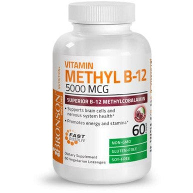 Bronson Methyl B12 5000 Mcg Vitamin B12 Methylcobalamin Energy & Brain Support 60 Lozenges