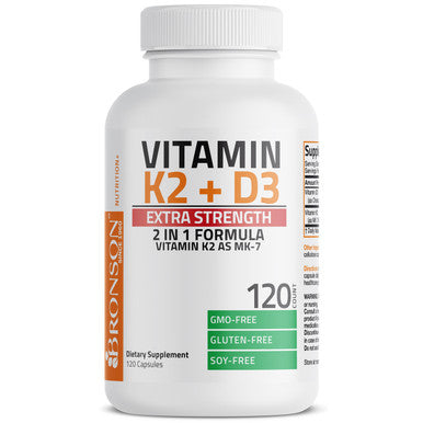 Bronson Vitamin K2 MK-7 Plus Vitamin D3 Extra Strength 120 Count