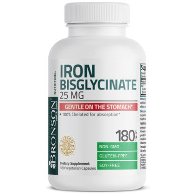 Bronson Iron Bisglycinate - 25 mg 180 Count