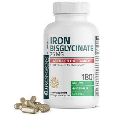 Bronson Iron Bisglycinate - 25 mg 180 Count