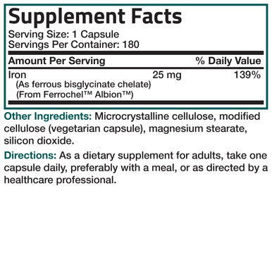 Bronson Iron Bisglycinate - 25 mg 180 Count