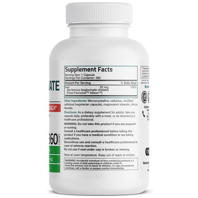 Bronson Iron Bisglycinate - 25 mg 360 Count