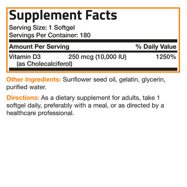 Bronson Vitamin D3 - 10,000 IU 180 Count