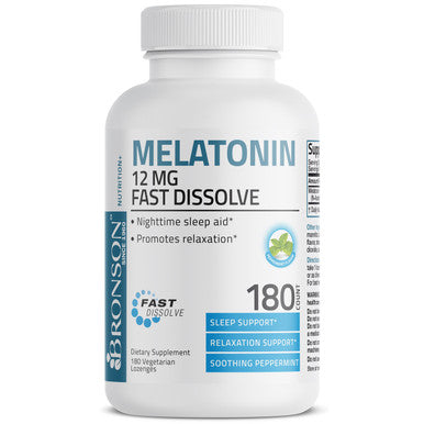 Bronson Melatonin Fast Dissolve - Peppermint - 12 mg 180 Count