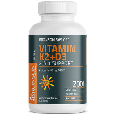 Bronson Vitamin K2 Plus D3 (MK7) 200 Count