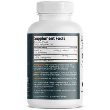 Bronson Vitamin K2 Plus D3 (MK7) 200 Count
